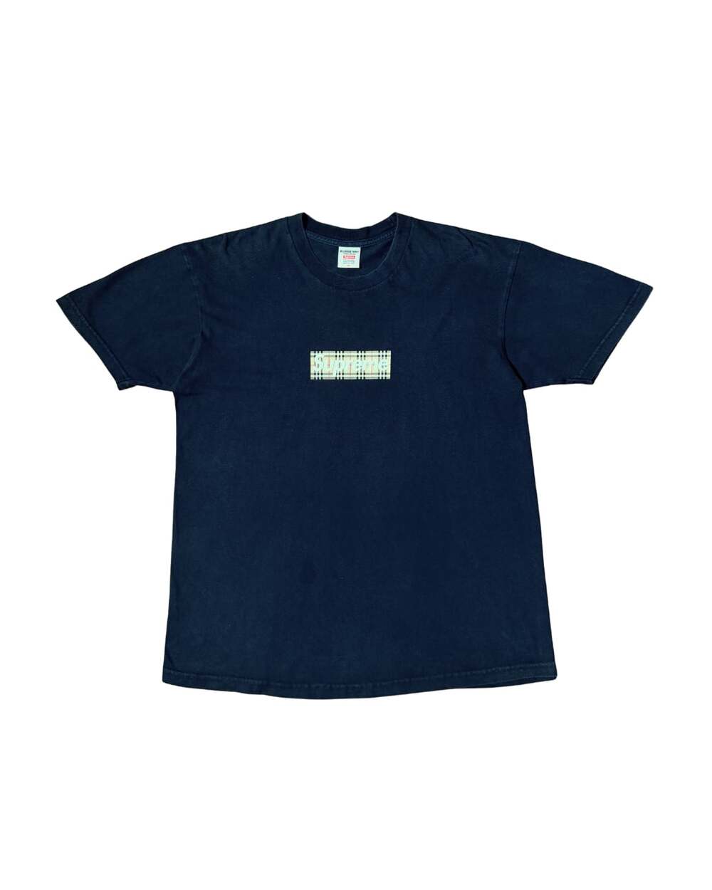 Supreme Box Logo Burberry Tee (Black)